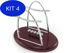 Kit 4 Pendulo Newton Oval Enfeite Decorativo Bolas De Metal