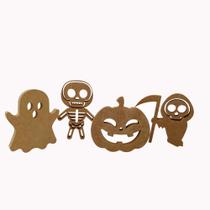 Kit 4 Personagens Halloween Mdf Cru Decorar Mesa Ambientes
