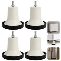 Kit 4 Pés 8cm Rosca Máquina 5 16 Geladeira Fogão Máquina De Lavar Freezer Nivelador Off White Antirrisco