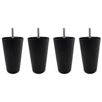 Kit 4 pés Cônicos 11cm Para Cama Box - Preto