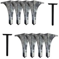 Kit 4 Pés Curve de Alumínio 20cm para Sofá e Poltrona com +1 Pé Centro 20cm e Parafusos