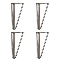 Kit 4 Pés De Ferro 15cm Prata Hairpin Legs Para Puff Poltrona Mesa De Centro Móveis