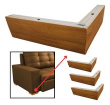 Kit 4 Pés De Madeira Cantoneira com Parafusos Para Móveis 5cm Altura Cor Caramelo Para Sofá Rack Poltrona Bela Manu Decor