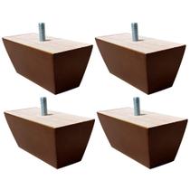 Kit 4 Pés de Madeira Retangular para Sofá 12cm - Mozzelar