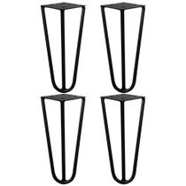 Kit 4 Pés de Metal 15 CM Hairpin Legs Mesas de Centro Puffs Preto G41
