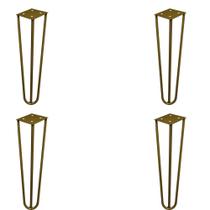 Kit 4 Pés de Metal 25 CM Hairpin Legs Rack e Puffs Dourado G41