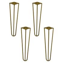Kit 4 Pés de Metal 30 CM Hairpin Legs Mesa de Canto Rack e Puffs Dourado G41