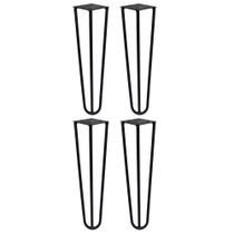 Kit 4 Pés de Metal 30 CM Hairpin Legs Mesa de Canto Rack e Puffs Preto G41