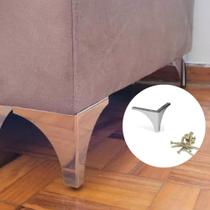 Kit 4 Pés De Sofá Curve 12cm Cromado Sofá Para Móveis