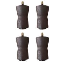 Kit 4 Pés Egeo 8cm Madeira Tabaco Para Recamier Divã Cama Calçadeira Baú