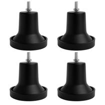 Kit 4 Pés Geladeira Eletrodoméstico Rosca Máquina 5 16 8cm Nivelador Preto Fosco Polipropileno