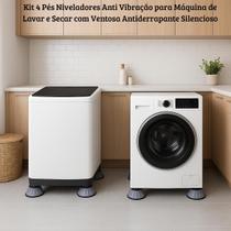 Kit 4 Pés Niveladores Anti Vibração com Ventosa para Máquina de Lavar Roupa Secadora Lava e Seca Antiderrapante