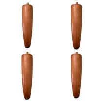 Kit 4 Pés Palito 15cm Madeira Castanho Para Puff Poltrona Móveis Rack