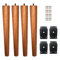 Kit 4 Pés Palito De Madeira Maciça Com Chapinhas De Nylon