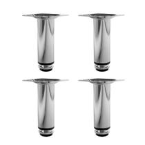 Kit 4 Pés Para Móveis Regulável Redondo Cromado 12Cm