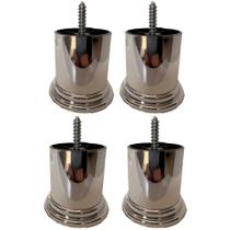 Kit 4 Pés Plástico Cromado Redondo Rosqueável 6 cm P01 Sofá Poltrona - Inoviza Kit 4 Pés Plástico Cromado Redondo Rosqueável 6 cm P01 Sofá Poltrona - Inoviza