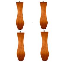 Kit 4 Pés Retrô 18cm Madeira Castanho Puff Poltrona Recamier Sofá Divã
