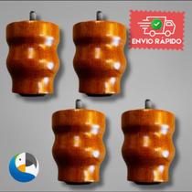 kit 4 Pés Torneado de Madeira Para Poltronas, Sofás, Movéis 7cm
