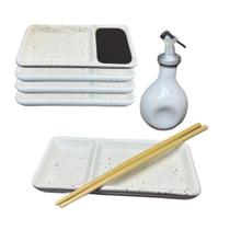 Kit 4 Pessoas Oriental com Prato Divisória para Shoyu Creme
