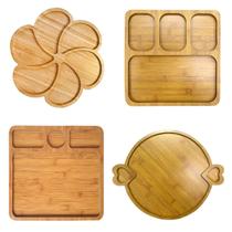 Kit 4 Petisqueiras Bambu E Mdf Gamelas Tábuas 17 Divisórias Kit 4 Petisqueiras Bambu E Mdf Gamelas Tábuas 17 Divisórias