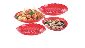 Kit 4 Petisqueiras em Forma de Folha Vermelha ( 26001 )