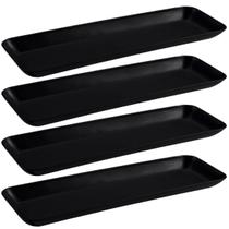 Kit 4 Petisqueiras Retangulares Prato De Petisco Coza Grande Preto Kit 4 Petisqueiras Retangulares Prato De Petisco Coza Grande Preto