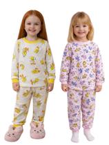 Kit 4 Pijamas Infantis Malha PV Menino Menina Manga Longa Punho 012 Anos Conforto