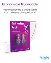 Kit 4 Pilha Recarregável AAA 1000mah Elgin