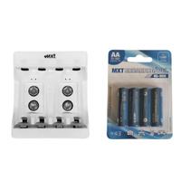 Kit 4 Pilha Regarregável + Carregador De Plihas Portátil Mxt