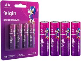Kit 4 Pilhas AA Elgin Recarregáveis 2700mAh Alta Duração P/ Câmeras Flash Controles E Muito Mais