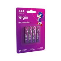 Kit 4 Pilhas Aaa 1000 Mah Recarregáveis Cilíndrica Elgin