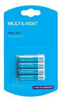 Kit 4- Pilhas AAA Multilaser Recarregável