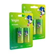 Kit 4 Pilhas Alcalina D Blister c/ 2 Unid Elgin