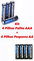 kit 4 Pilhas Palito AAA + 4 Pilhas Pequena AA (Panasonic)