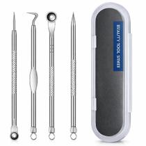 Kit 4 Pincas Removedor de Cravo Profissional Inox Limpeza Facial Espinhas Pele Acne Extrator Comedoes Cuidado Esteticista