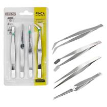 Kit 4 Pinças Reta Curvada Curvatura Bico Pato Profissional