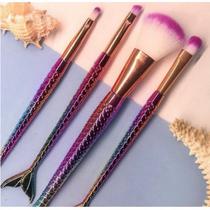 Kit 4 Pincéis para maquiagem sereia Profissional make Pó sombras base makeup Pincel Kit 4 Pincéis para maquiagem sereia Profissional make Pó sombras base makeup Pincel