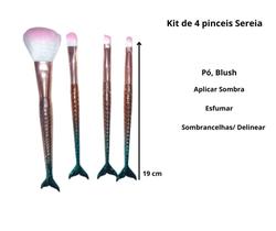 Kit 4 Pinceis Sereia para Maquiagem Ruby Anjo linda opção de presente.