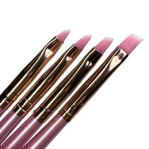 Kit 4 Pincel Chanfrado Helen Color Rosê Gel Nail Art