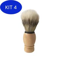 Kit 4 Pincel Para Barbear Barba Cabo De Madeira Cerdas - Imporiente