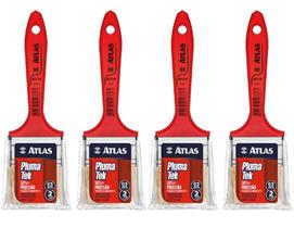 Kit 4 Pincel Trincha Pintura Atlas At315 2 1/2 Polegadas Extra Macia PlumaTek Parede Madeira Esmalte