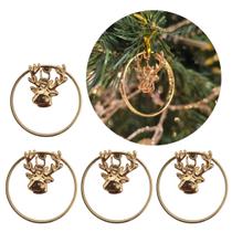 Kit 4 Pingentes Argola Natal Rena Metal Rosê Gold 4cm - Bela Flor