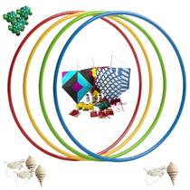 Kit 4 pipas + 4 bamboles + 50 bolinhas de gude + 4 piões Kit 4 pipas + 4 bamboles + 50 bolinhas de gude + 4 piões