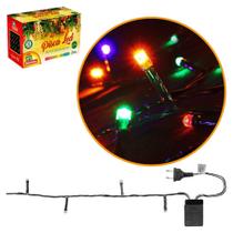 Kit 4 Pisca Pisca 100 Leds Colorido 8m Fio Verde - 127v