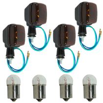Kit 4 pisca seta dianteiro e traseiro YBR125 XTZ125 2000 a 2008 laranja âmbar com lâmpada Kit 4 pisca seta dianteiro e traseiro YBR125 XTZ125 2000 a 2008 laranja âmbar com lâmpada