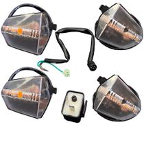Kit 4 Piscas Seta Completo Led Sequenciais Com Rele Regulador Pop110i - MHX
