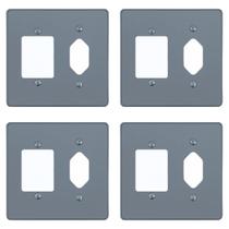 Kit 4 Placa 4x4 Cinza 1 Tomada hexagonal + 3 Teclas Pial