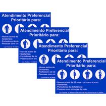 Kit 4 Placa Aviso Atendimento Preferencial 30cmx20cm PVC
