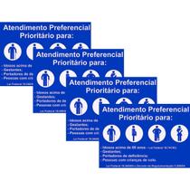 Kit 4 Placa Aviso Atendimento Preferencial 30Cmx20Cm Pvc