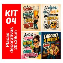 Kit 4 Placa Decorativa Mdf Bar Bebida Decoração 20x29 Kit 4 Placa Decorativa Mdf Bar Bebida Decoração 20x29